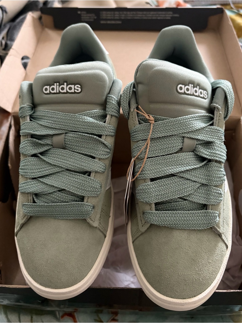 Adidas Woman’s 7.5 Youth 6 / 6.5 Men’s 9 Grand Court Alpha 00 Sage Green